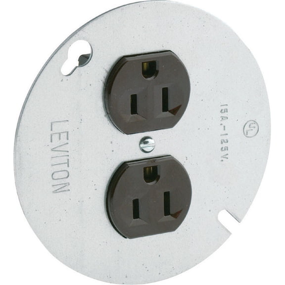 Leviton Duplex Receptacle On Cover 05042-000 - 15 Amp - Electrical Receptacle and Cover