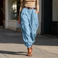 thumbnail image 2 of RUTAYY Women's Pants High Waist Wide Leg Solid Color Cargo Bottoms Loose Fit Casual with Pockets Comfortable Everyday Wear Elegant Holiday Trousers, 2 of 6