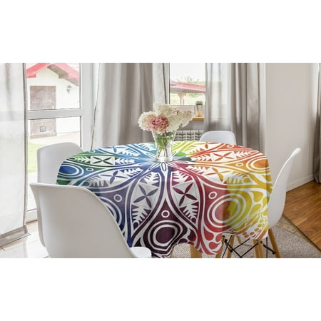 

Mandala Round Tablecloth Oriental Circle with Flower Leaves Esoteric Persian Rainbow Colors Circle Table Cloth Cover for Dining Room Kitchen Decoration 60 Multicolor by Ambesonne