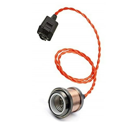 

FSLiving H-Type Track Mini Pendant Light Track Mounted Pendant Light Kit Vintage Style E26 Lamp Socket-Orange Twisted Cord Length 24 Inches --1 Light