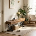 thumbnail image 6 of Fnova 55" Entryway Bench, Farmhouse Long Shoe Bench, Backless Wooden Seat for 2-3, End of Bed Stool with Metal X-Shaped Legs, Kitchen Table Seat Dining Seat for Entryway, Hallway, Living Room, 6 of 17
