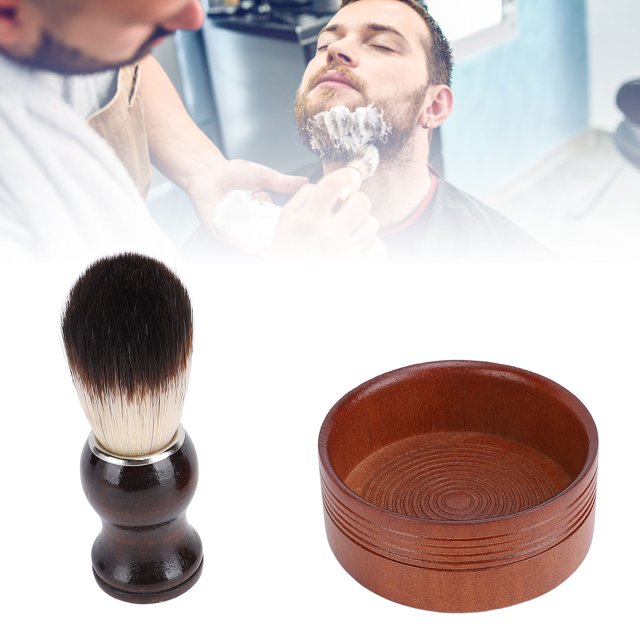 Shaving Brush Set, Grooming Kit Portable Wood Shaving Brush and Mug for Home Use