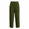 thumbnail image 4 of Delayuji Womens Linen Pant Daily Elastic High Waist Straight Leg Pant Solid Color Casual Pants Loose Long Trousers, 4 of 5