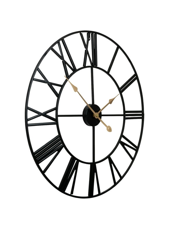Sorbus Medium Large Wall Clock for Living Room Dcor - Roman Numeral (23" Jet Black)