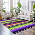 thumbnail image 3 of Area Rugs 2.7'x5', Mexican Style Carpet Runner Indoor Outdoor Rugs Home Decor Aesthetic, Colorful Mexico Stripes Purple Green Non Slip Mats Washable Accent Rug for Living Room Bedroom, 3 of 8