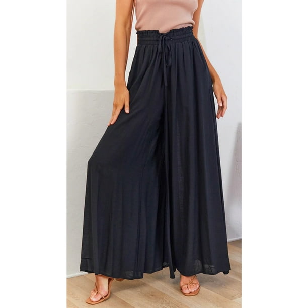 High Waist Chiffon Wide Pants Women's Summer Version Slim Ladies Pants  Solid Loose Pants Trousers Women Elasticity (Color : Light Green, Size :  S.) : : Clothing, Shoes & Accessories