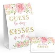 Floral How Many Kisses Game Sign and Cards Great For Baby Showers, Bridal Showers or Birthday