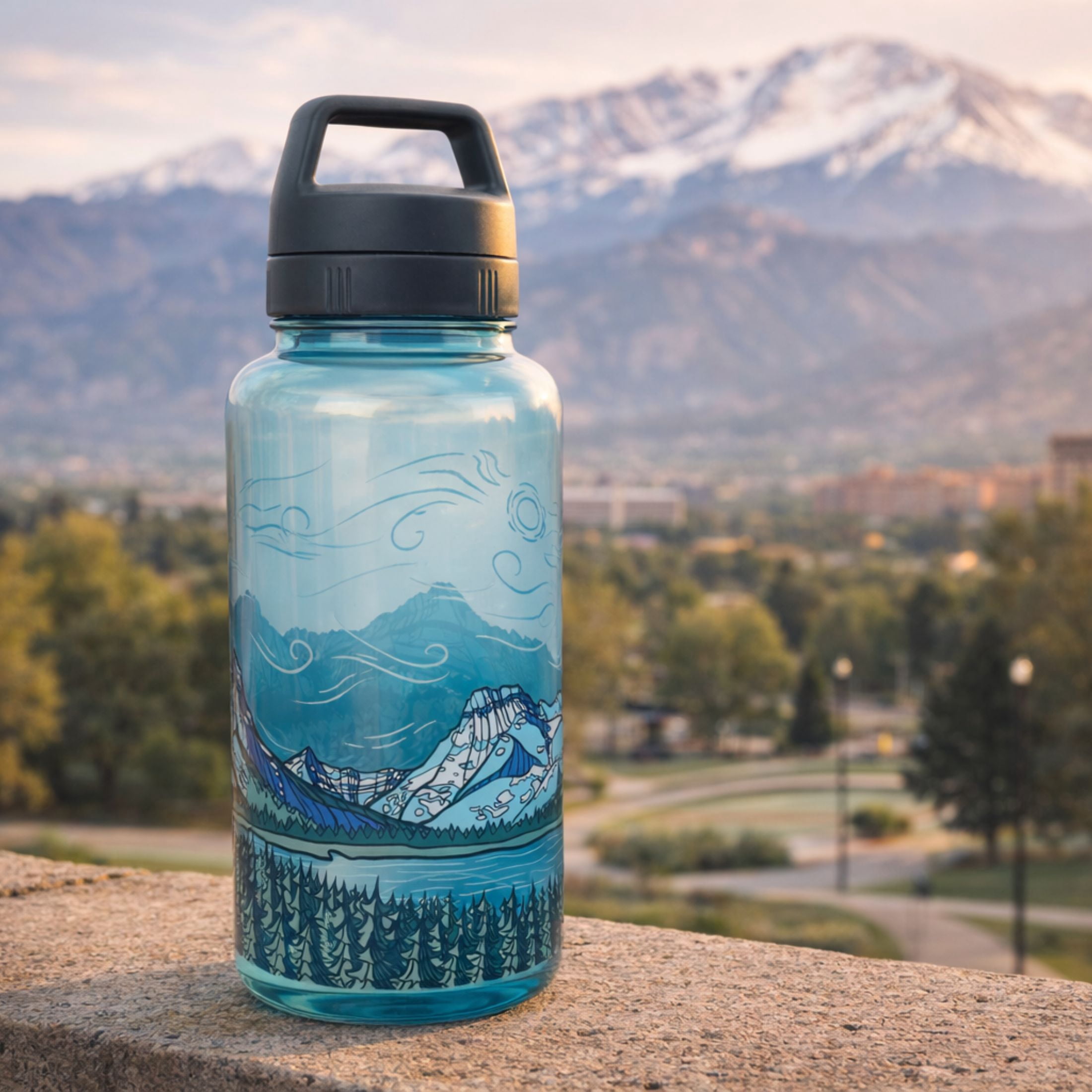 Ozark Trail 32 oz Tritan Plastic Chug Water Bottle, Alpine Summit