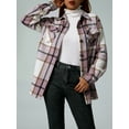 thumbnail image 2 of Women Plaid Flannel Shirt Jacket Button Down Lapel Long Sleeve Shacket Cardigan Coats Fall Spring Clothes, 2 of 6