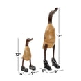 thumbnail image 3 of 17", 12"H Brown Bamboo Wood Duck Sculpture with High Heels and Boots, by DecMode (2 Count), 3 of 9