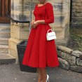 thumbnail image 2 of AURA Plus Size Summer Solid Color A Line Swing Dress Elegant High Waist Midi Evening Dress XL XXXL, 2 of 10