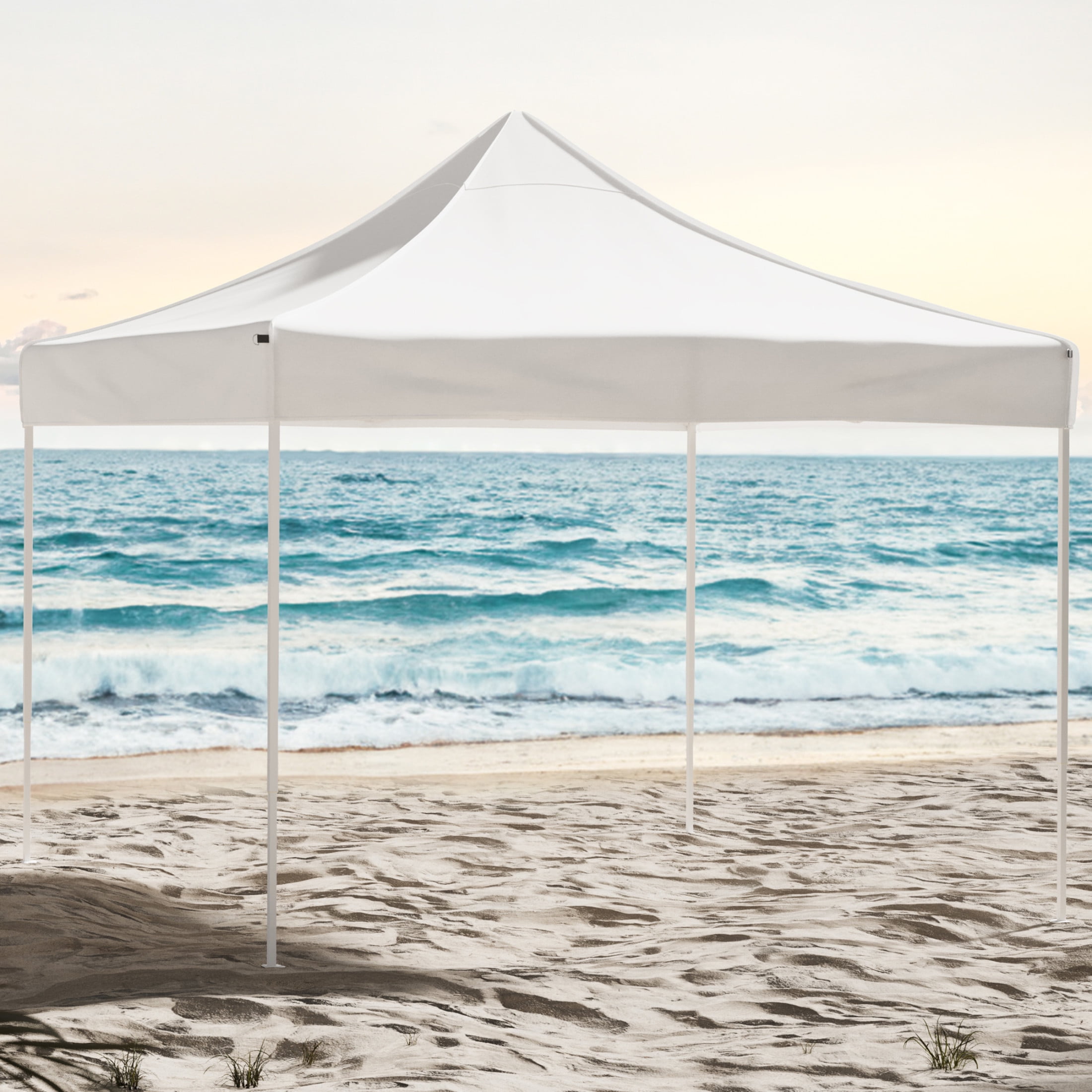 Stalwart 10x10 ft Pop Up Canopy Tent - UPF30 Beach Tent Sun Shelter, White