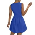 thumbnail image 3 of Summer Bubble Dresses for Women 2025 Casual Sleeveless Tank Mini Short Dress Crew Neck Smocked Sundress with Pockets, 3 of 7