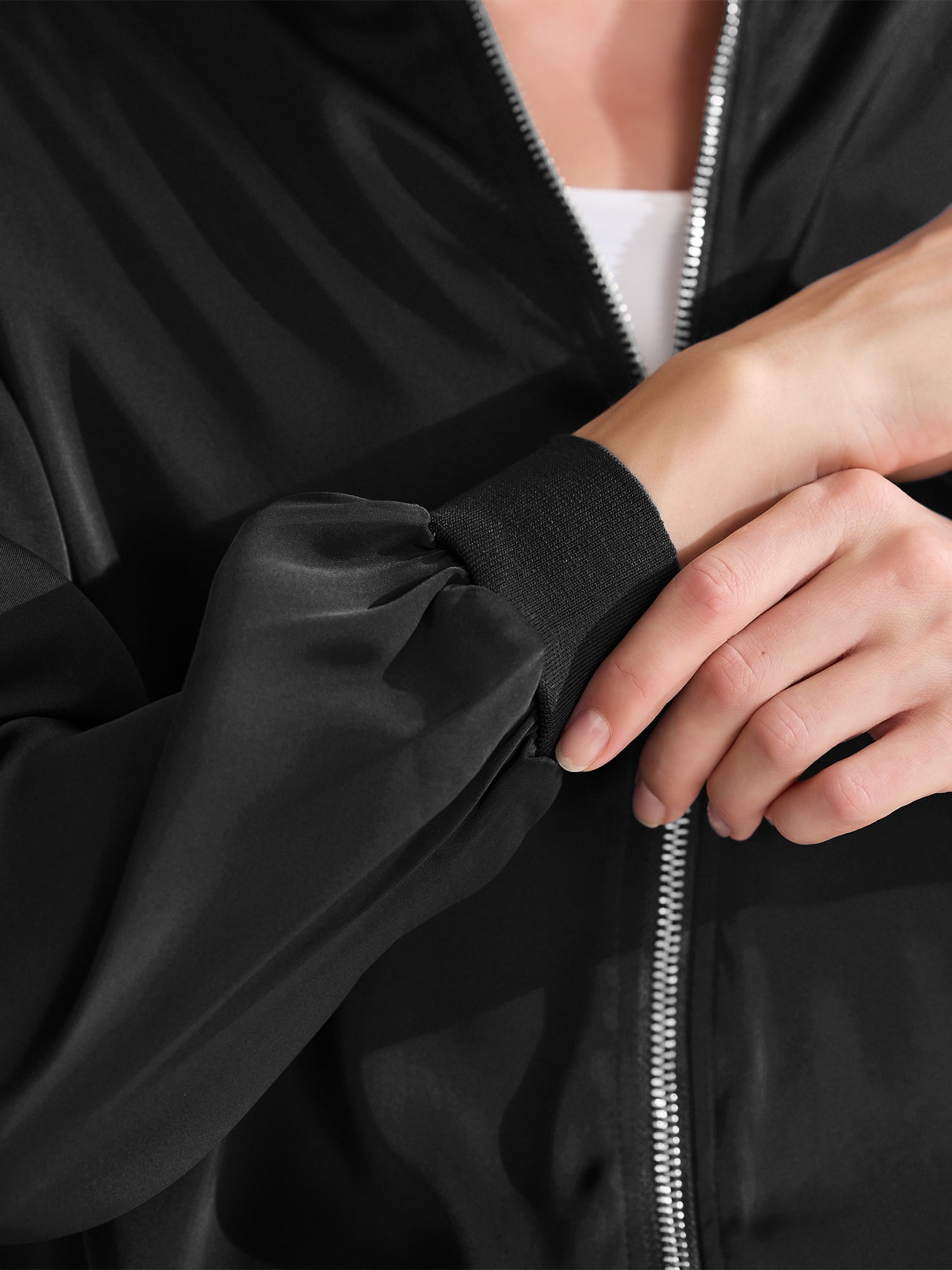 DARING DIVA Zip Up Coat Long Sleeve Outerwear  Lightweight Top XS Black