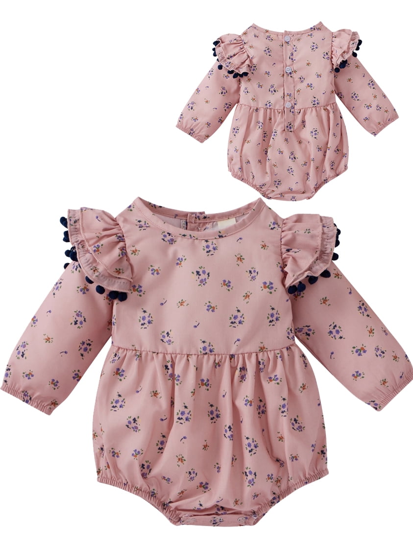 Clearance ! Newborn Toddler Girls Long Sleeve Floral Romper Bodysuit Jumpsuit Outfits Clothes