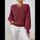 thumbnail image 4 of Suéteres de Mujer, Cuello Redondo, Larga, Punto Cable, Suéteres Gruesos, Tops, Conjuntos de Moda de Otoño Rojo Oscuro XL, 4 of 7