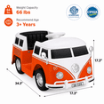 thumbnail image 6 of TLSUNNY 6V Kids Ride On Car, Licensed VW Bus, Electric Vehicle with Lights, Battery Powered Driving Toy, Ideal Gift for Kids, Orange, 6 of 9