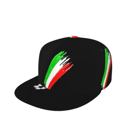 Men Women Italian Flag And Football Flat Bill Hip Hop Visor Snapback Hat Adjustable Baseball Cap