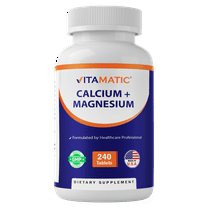 Vitamatic Calcium Magnesium Complex - 1000mg Calcium, 500mg Magnesium, Gluten-Free & Gluten Free - Supplement for Bone Health – 240 Tablets