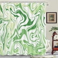 thumbnail image 3 of Aesthetic 70S Abstract Wavy Swirl Shower Curtain,Cute Sage Green Marble Bath Curtain, Modern Ombre Retro Boho Minimal Bathroom Accessories Groovy Teen Girls Bathroom Curtain Liner Set Hooks, 3 of 6