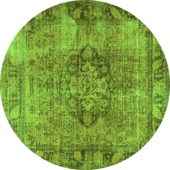 Ahgly Company Indoor Round Persian Green Traditional Area Rugs, 3' Round