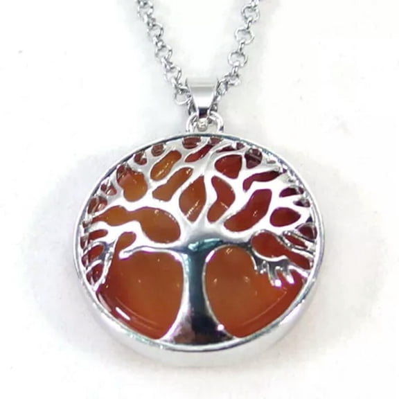 HOOUN 10pcs Natural Gemstone Crystal Healing Life Tree Energy Stone Pendant Necklace-10 Piece-carnelian