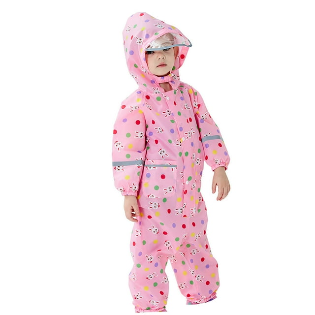 DPTALR Unisex Kids Hooded Jacket Wind And Waterproof Raincoat For Girls Boys Mask