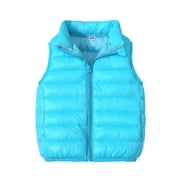 Posijego Winter Puffer Vest for Kids Boys Girls Solid Color Zip Up Sleeveless Down Jacket Toddler Warm Outerwear