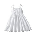 thumbnail image 3 of Jinhomg Little Girls Cotton Dresses Flowy Comfy Spaghetti Straps Pleated Sundress Lightweight Casual Solid Sleeveless Vacation Beach Dress Seasonal Sale White 9 Years, 3 of 4