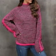 thumbnail image 6 of Duoif Sweaters for Women Trendy Women's Fashion Loose Drop Shoulder Patchwork Mixed Color Long Sleeved Turtleneck Sweater Women's Sweaters Womens Tops Hot Pink L, 6 of 9