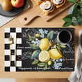 thumbnail image 2 of Summer Lemon Placemats Set of 6 Vintage Black Plaid Blue Spring Floral Place Mats Indoor Wipeable Table Mats Washable Cloth Dining Table Placemats for Kitchen Holiday Party Home Decor 13x19 Inch, 2 of 9