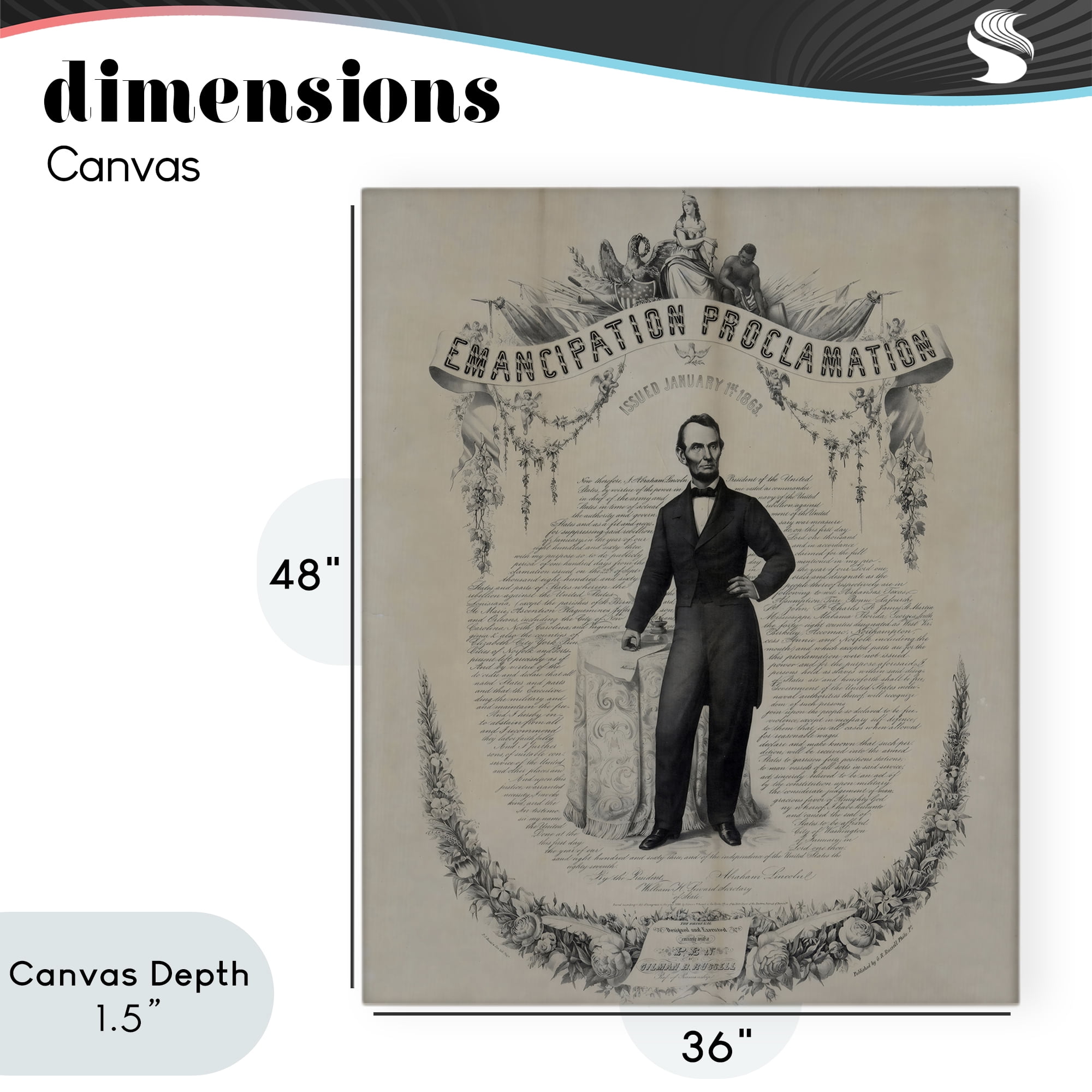 Stupell Industries Lincoln with Emancipation Proclamation Canvas Wall Art, design by Arlington Prints