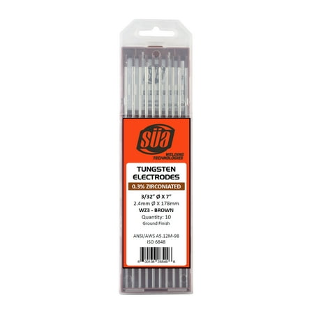 

SÜA - 0.3% Zirconiated Tungsten Electrode - TIG Welding - 3/32 x 7 - (Brown Tip) - (10 PACK)