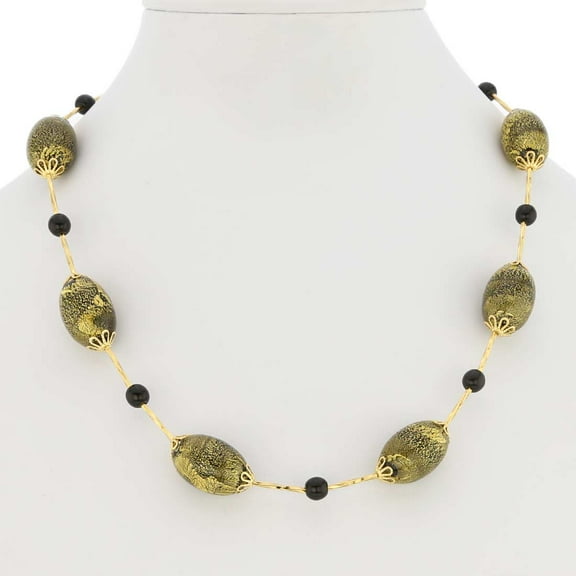 GlassOfVenice Murano Glass Golden Glow Necklace - Summer Night