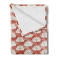 thumbnail image 2 of Antique Soft Flannel Fleece Throw Blanket, Abstract Ornamental Flower Motifs with Baroque Curlicues Traditional, Cozy Plush for Indoor and Outdoor Use, 50" x 60", Salmon Coral and White, by Ambesonne, 2 of 5