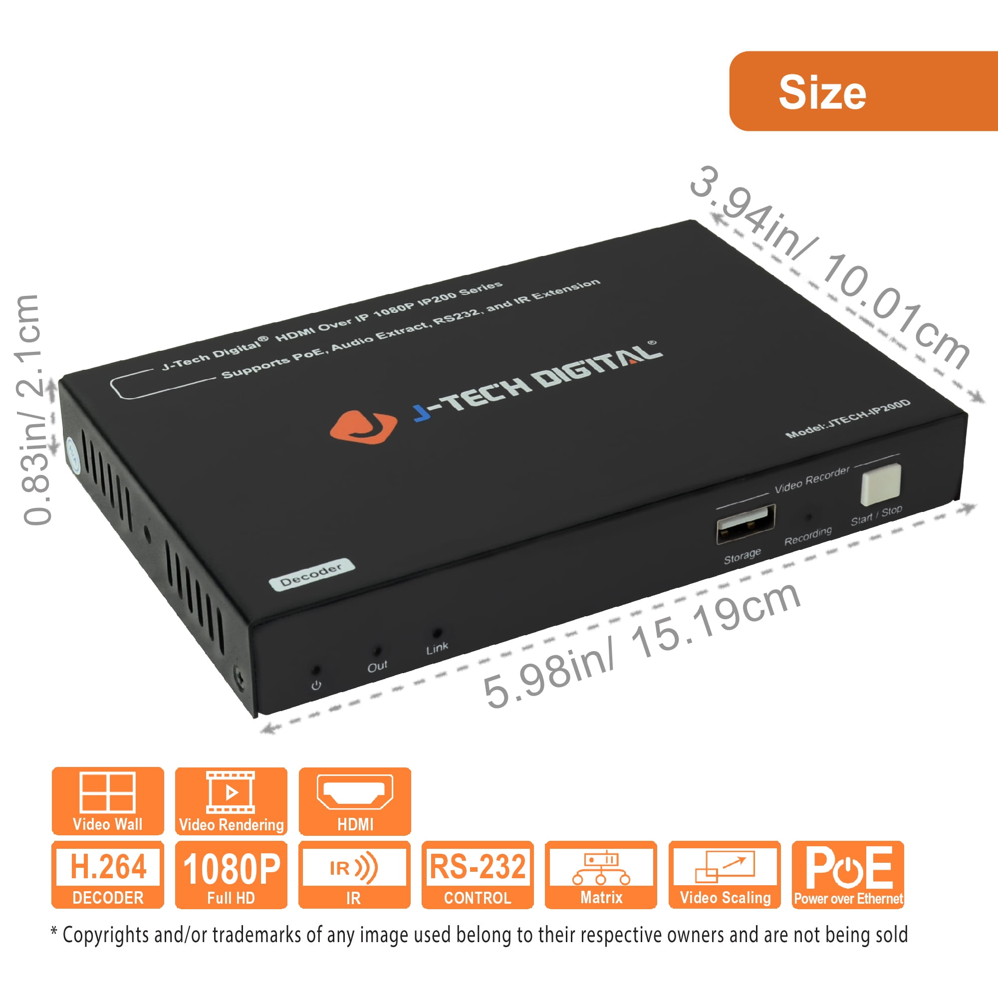 Buy HDMI 1080P H.264 AV Over IP Matrix 5x5 Video Wall Encoder by JTech