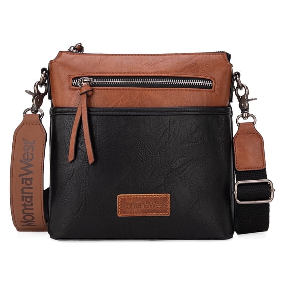 Montana West Crossbody Bag for Women Multi Pocket Cross Body Bag Purses with Guitar Strap, A-Black