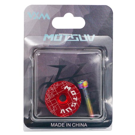 Yucurem MTB Bike Headset Cover w/ Screw Bicycle Fork Tube Stem Cap Covers (Red)
