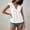 White, variant on Women's Lace Trimmed V Neck Ruffled Sleeve Flared Eyelet Tank Blouse Top L