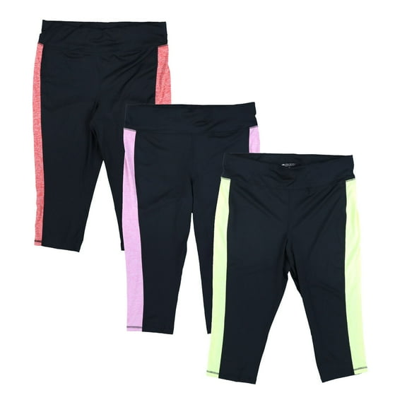 Id Ideology Womens Plus Size Colorblocked Capri Leggings, Noir, 2X