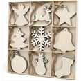 thumbnail image 1 of 27 Uds adornos colgantes de madera sin terminar para decoraciones navideñas, 9 estilos de rodajas de madera Diy con agujeros, 1 of 5