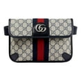thumbnail image 2 of Gucci Ophidia Flap Belt Bag GG Beige Coated Canvas Navy and Red New, 2 of 4