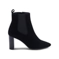 thumbnail image 2 of AQUA COLLEGE Womens Black Waterproof Katlyn Pointed Toe Stacked Heel Zip-Up Suede Booties 6 M, 2 of 4