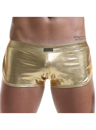 Men Oil Shiny Glossy Pantyhose Boxers Briefs Transparent U Convex