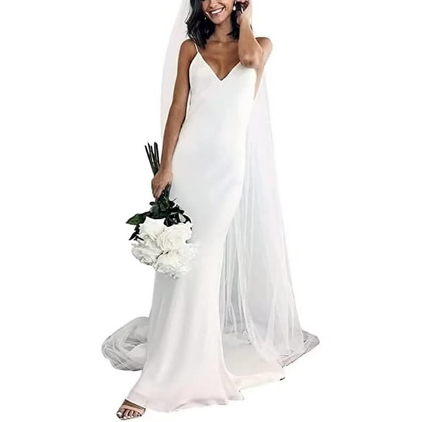 Vestido de novia SHANDUAO, estilo bohemio, tirantes finos, satén, sirena