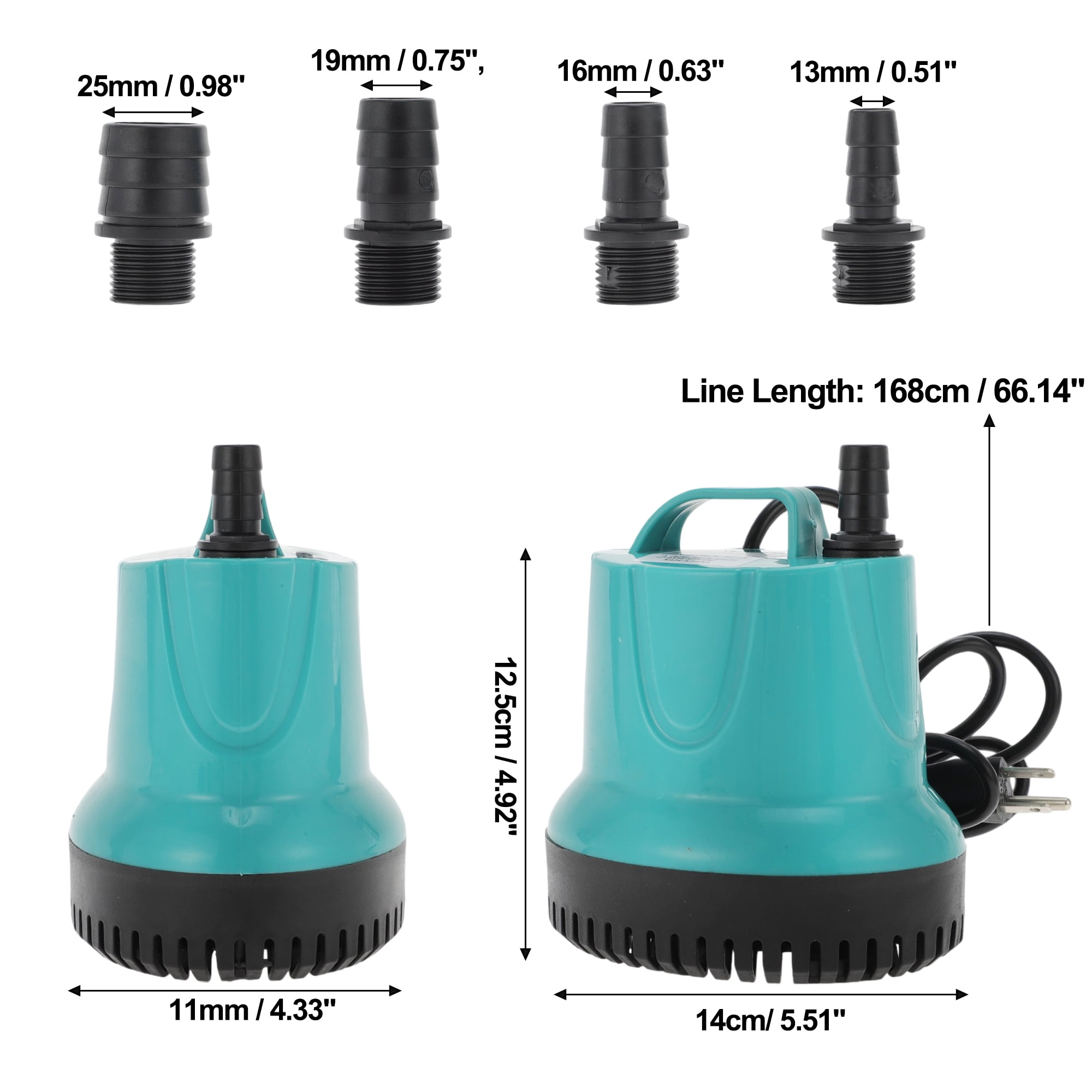 Unique Bargains Submersible Water Pump 60W Fountain Pump for Outdoor Hydroponic Submersible Pump Small Sump Pump for Aquarium Fish Tank Lake Blue
