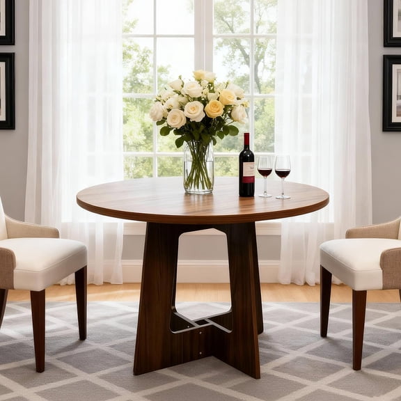 Ataucjin Round Dining Table for 4-6, Kitchen Table with Storage, Circle Dinner Tables for Kitchen, Dining Room, Living Room, Meeting Room, Apartment,Table only