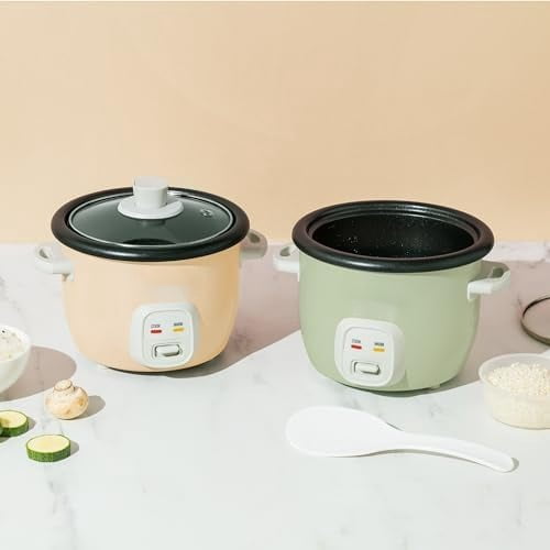 ® Mini Rice Cooker, 2-Cup (Uncooked) / 4-Cup (Cooked), Grain Cooker, Soup Maker, Oatmeal Cooker, Auto Keep Warm, 1 Qt, Light Green