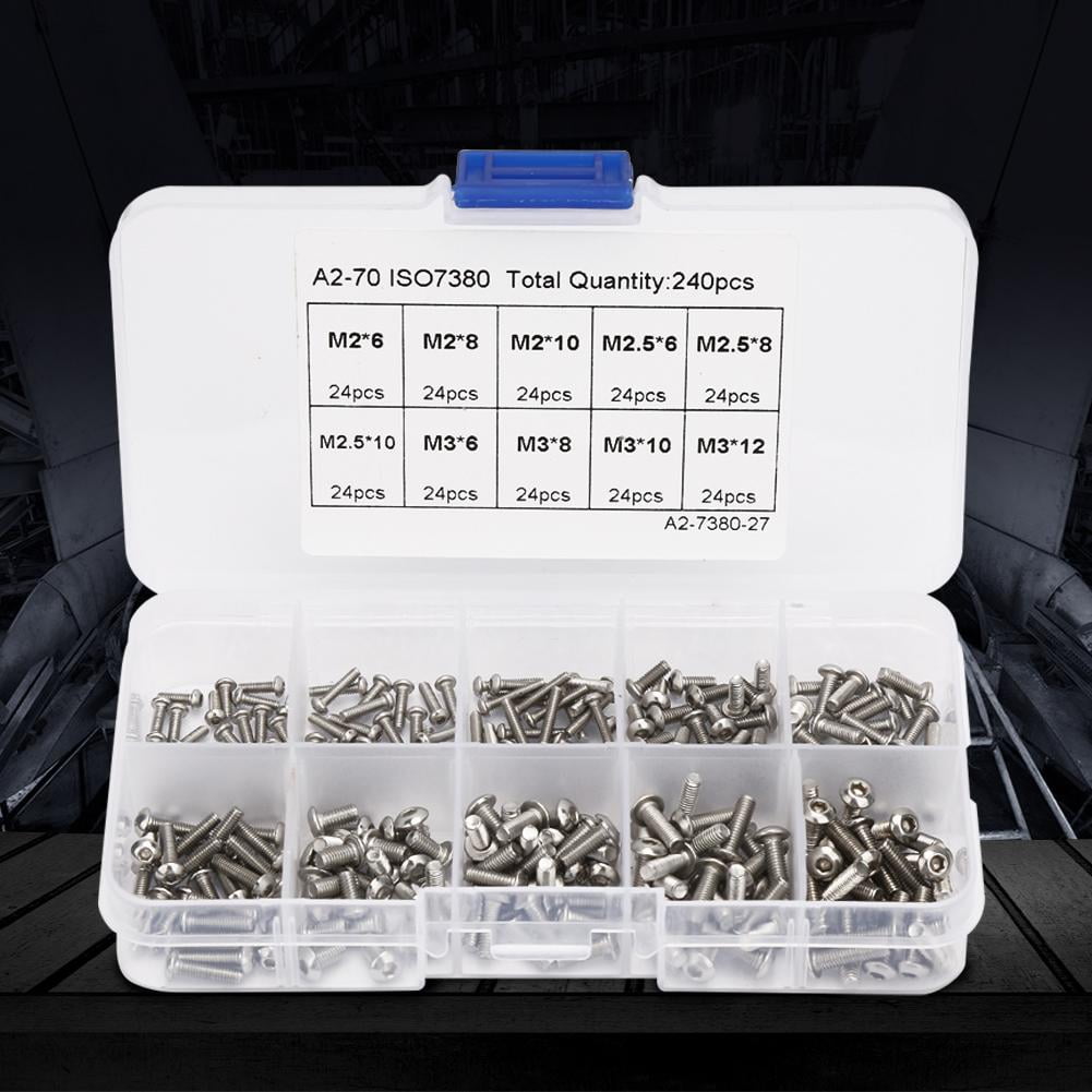 240Pcs//Set Good Corrosion Resistance for 10Pcs M2 8Pcs M2 6Pcs M3 6 Pcs M2 6 Portable Hex Socket Screw Set Hexagonal Socket Screw
