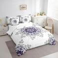 thumbnail image 3 of Feelyou Purple Damask Flower Comforter Set 7pcs, Boho Western Fashion King Bedding Sets, 3 of 8